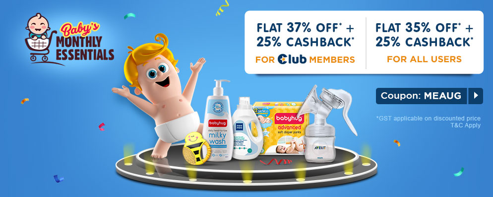 firstcry.com - Flat 35% OFF + Additional 25% Cash Back on Monthly Essentials