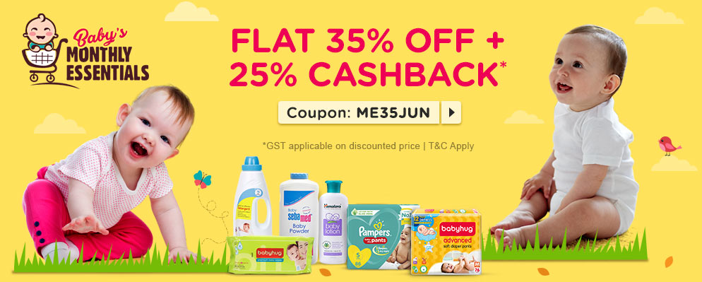 firstcry - Avail Flat 35% Discount + Additional 25% cash back on Monthly Essentials