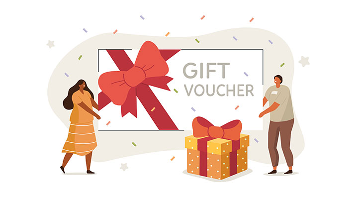 Monetary gift voucher, digital promo code card template set. Money present  coupon mockup with vector promotion marketing material business company,  brand name, shop or online store Stock Vector | Adobe Stock