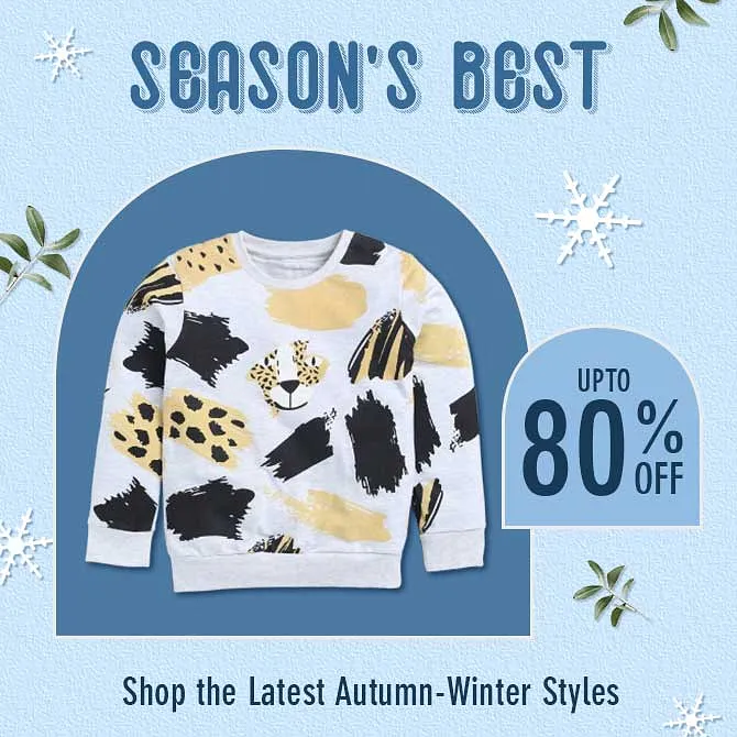 Avail Up To 80% discount on Winter Fashion Collection For Kids