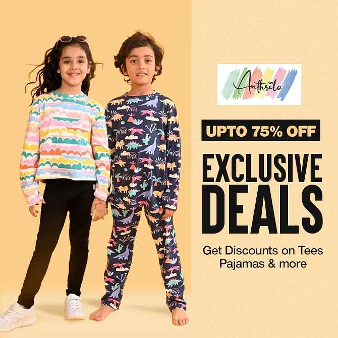 Get Up to 75% Discount on Kids Tshirts, Pajamas and More