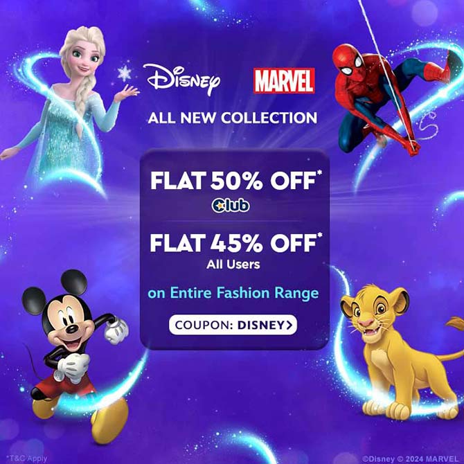 Get 45% OFF on Select Disney and Marvel Fashion Range