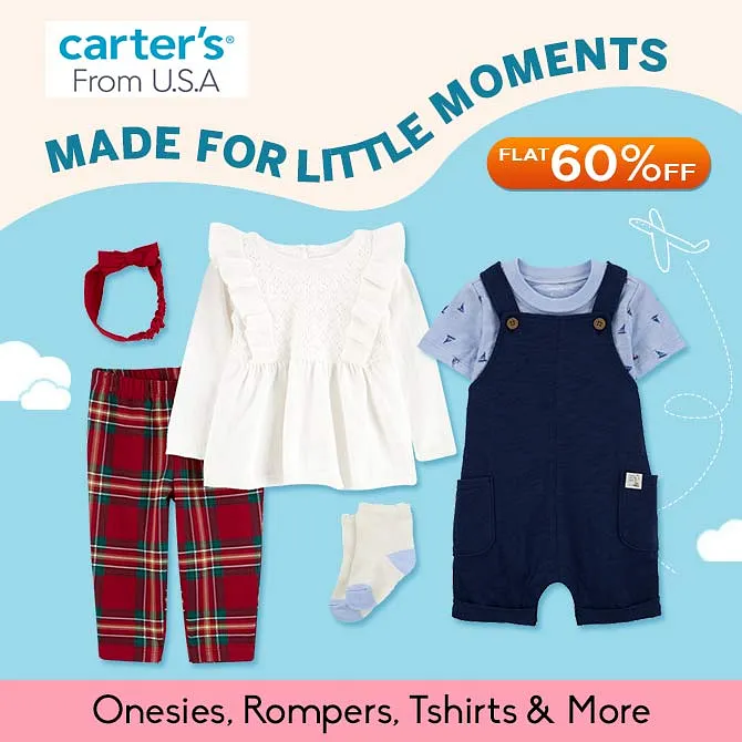 Avail 60% off on Onesies, Rompers, Tshirts and More