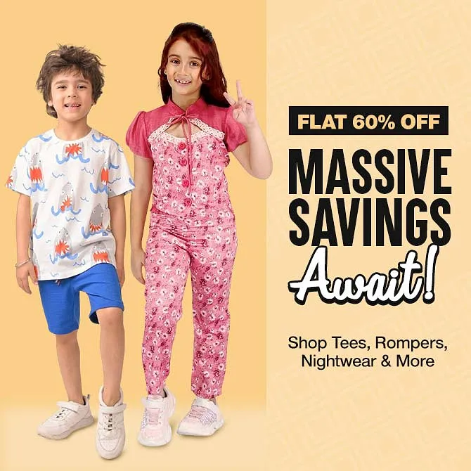 60% Discount on Tees, Rompers and More