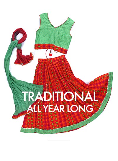 Red & Green traditional wear for Boys & Girls