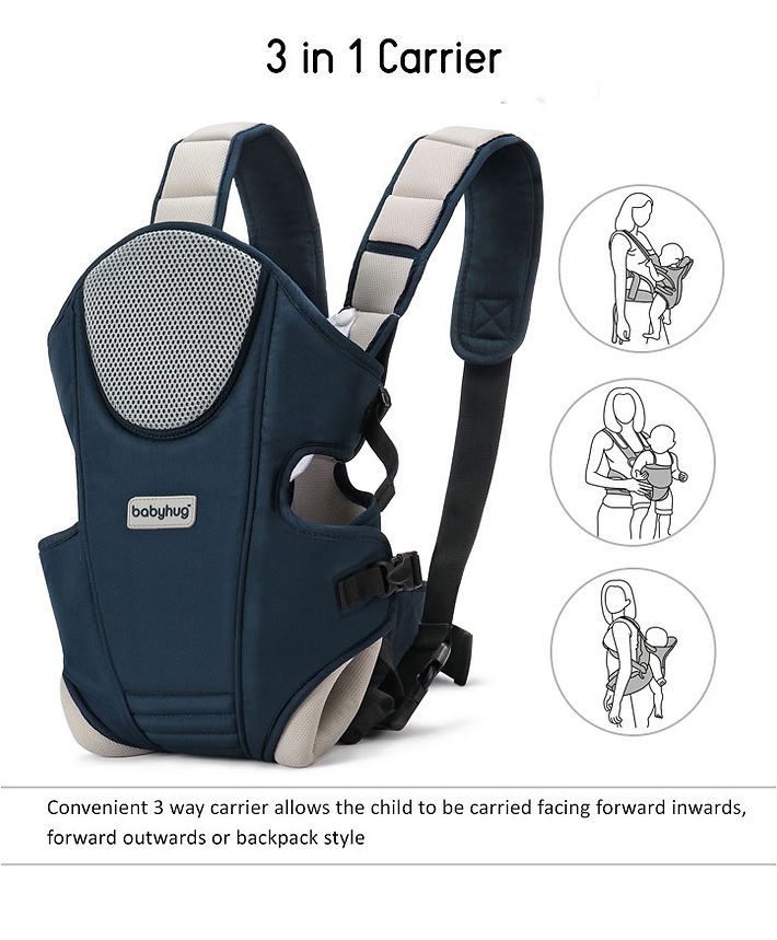 Babyhug First Blossom 3 Way Baby Carrier With Detachable Bib Head Cushion Navy Blue Online In India Buy At Best Price From Firstcry Com