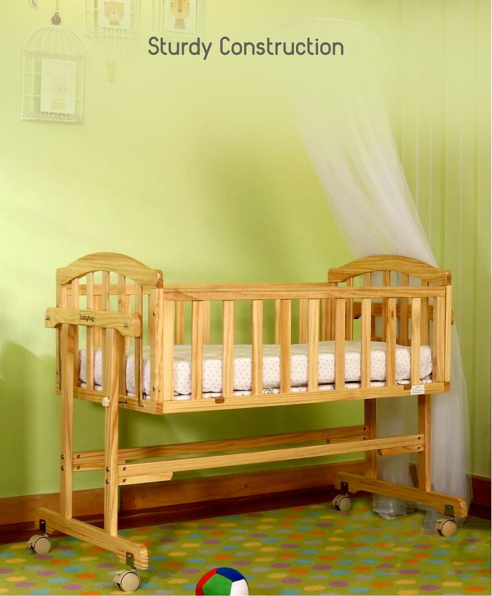 babyhug ionia wooden cradle