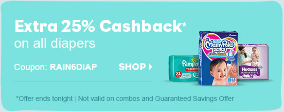 Extra 25% Cashback* on all Diapers