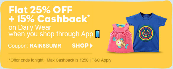 Flat 25% OFF + 15% Cashback* on Summer Wear when you shop through App