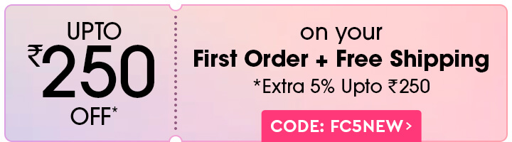 Upto Rupees 250 off on your first order + free shipping Extra 5% upto rupees 250