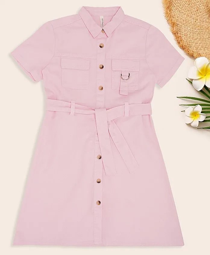 zara pink button dress ZW COLLECTION PLEATED POPLIN DRESS - Pink