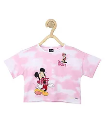 Allen Solly Juniors Half Sleeves Top Mickey & Minnie Mouse Print - Pink
