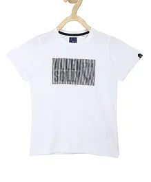Allen Solly Juniors Half Sleeves T-Shirt Logo Print - White