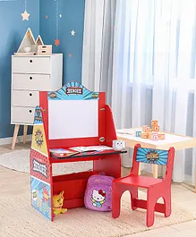 3 in1 Study table and Chair set with Easel board cum Organiser -Red