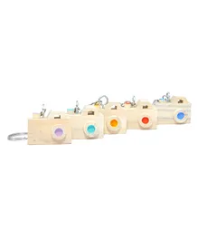 IVEI Wooden Camera Shaped Keyring Set of 5 - Multicolour