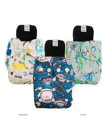 Babymoon Washable & Reusable Cloth Diaper Pocket With Inserts Pack of 6 - Multicolor