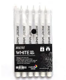 Brustro White Gel Pen Pack of 6 - White