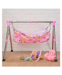 JIN Semi Foldable Cradle With Round Frame - Baby Pink 
