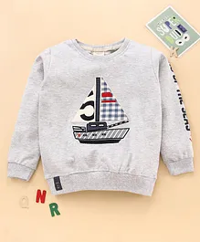 Ollypop Full Sleeves Sweatshirt Boat Print - Grey