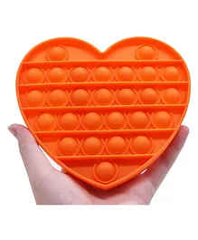TnU Toys Heart Shaped Stress Relieving Silicone Pop It Fidget Toy - Orange 