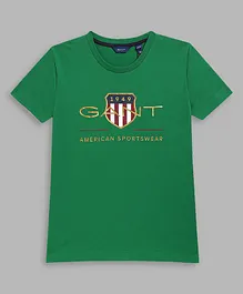 GANT Short Sleeves Logo Print Tee - Green