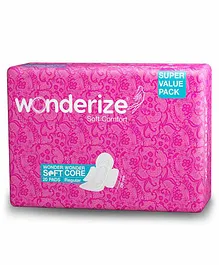 Wonderize Soft Comfort Cotton Sanitary Napkins With Disposable Pouch - Pack of 20 