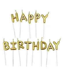 Shopping Time Happy Birthday Candles Golden - Pack of 13 Pieces