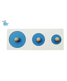 HNT Wooden Montessori Learning Circle Shaped Seriation With Knob Blue - 3 Pieces 