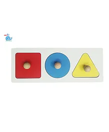 HNT Montessori Colours and Shapes Inset Puzzle with Knobs Multicolour - 3 pieces