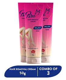 Paree Hair Removal Cream for Women - 150g (Pack of 3)  Silky Soft Smoothing Skin with Natural Rose Extract  Suitable for Legs Arms & Underarms