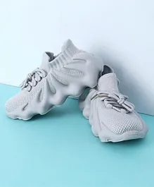 Hoppipola Lace Closure Sock Shoes - Light Grey