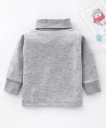 Mom's pet Full Sleeves Solid Colour Thermal Tee - Light Grey