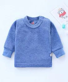 Mom's pet Full Sleeves Ribbed Thermal Top - Blue