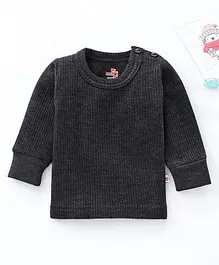 Mom's pet Full Sleeves Solid Thermal Tee - Dark Grey