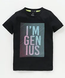 Indian Terrain Half Sleeves Text Print - Black