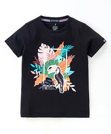 Indian Terrain Half Sleeves Tee Bird Print - Black