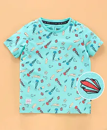 Indian Terrain Half Sleeves T-Shirt Marine Life Print - Mint Green
