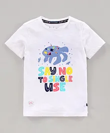 Indian Terrain Half Sleeves Text Print - White