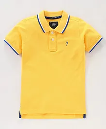 Indian Terrain Half Sleeves Polo T-Shirt Solid - Golden Yellow