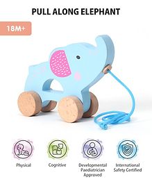 Intellibaby Wooden Pull Along Elephant Level 9 - Blue