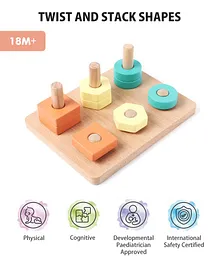 Intellibaby Wooden Twist & Stack Shapes Level 9 - Multicolor