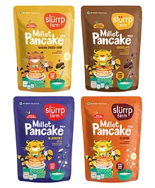 Slurrp Farm Healthy Pancake Lovers Combo Blueberry Classic Chocolate & Banana No Maida Wheat & Preservative Made With Millets 100% Vegetarian Healthy Breakfast for Kids & Adults Pack of 4 - 150 gm each
