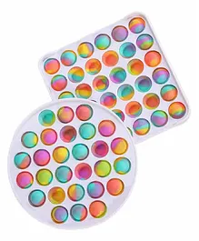 FunBlast Circle & Square Shape Pop Bubble Stress Relieving Silicone Pop It Fidget Toy Pack Of 2 (Colour May Vary)