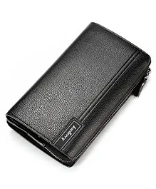SYGA PU Leather Hand Grip Zipper Wallet - Black