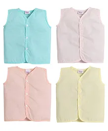 Little Angels Pack Of 3 Sleeveless Solid Vests - Multi Color