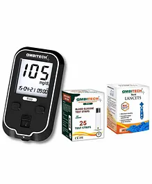 AmbiTech Elizy Blood Glucometer With 25 Strips and 25 lancets - Black