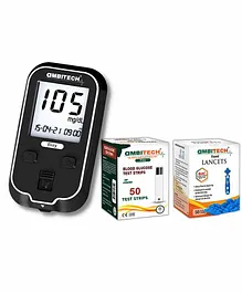 AmbiTech Elizy Blood Glucometer With 50 Strips and 50 lancets - Black