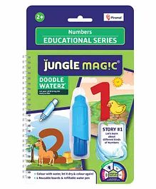 Jungle Magic Doodle Waterz Education Series Number Reusable Water Reveal Colouring Book With Water Pen - English