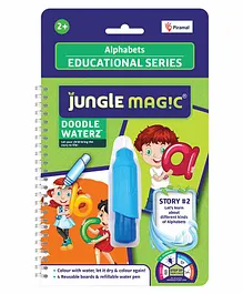 Jungle Magic Doodle Waterz Education Series Alphabets Reusable Water Reveal Colouring Book With Water Pen - English