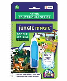 Jungle Magic Doodle Waterz Education Series Animals Reusable Water Reveal Colouring Book With Water Pen - English